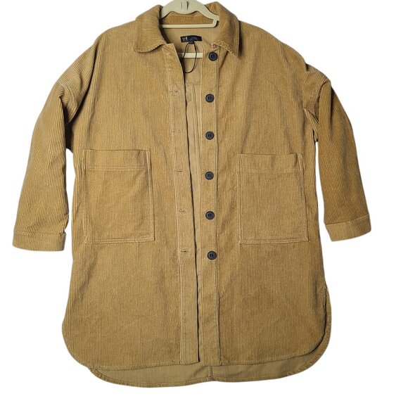 ZARA TRF Corduroy Long Line Patch Pocket Oversized Shacket Shirt Jacket Size XS - Picture 3 of 12